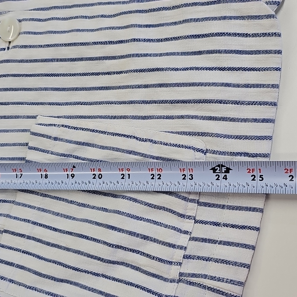 Chico's Linen Blend Striped Blazer, White Navy, Size 1 Or Medium - Picture 11 of 11